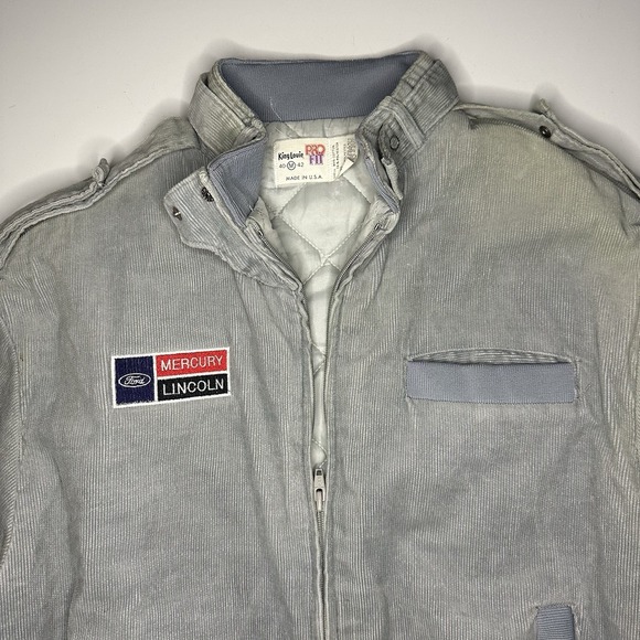 Vintage King Louie Corduroy Jacket M Grey Ford Mercury Lincoln USA 80 Harrington - Picture 4 of 16
